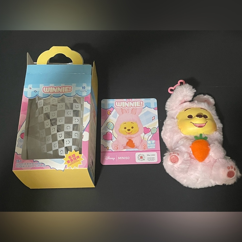 Miniso X Disney Winnie the Pooh Plush Keychain Bunny Opened Not Used
